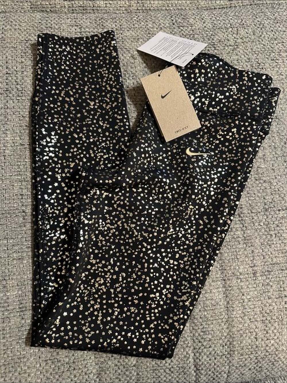 Girls Nike Dri-Fit Legging with Metallic Gold Print Size XL